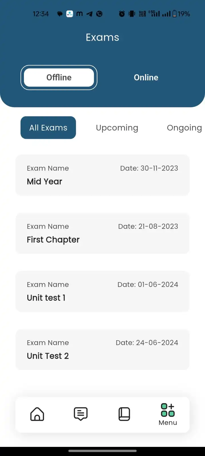 Exam Management Screenshot